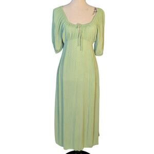 Billabong Green Polka Dot Midi Dress Cottagecore Prairie Boho S